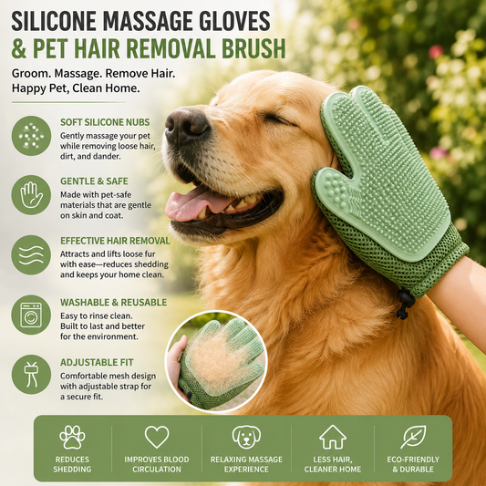 Silicone Massage Gloves and Pet Hair Removal Brushes